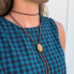 Tiger Eye Choker Fit Bolo Necklace